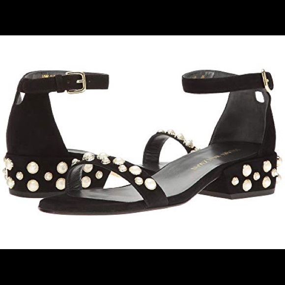 Stuart Weitzman Allpearls Suede Block-Heel Sandal - Picture 7 of 8